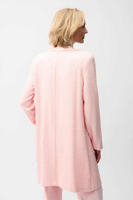 Joseph Ribkoff Petal Pink Fringe Trim Bouclé Coat 261109