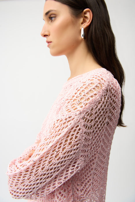 Joseph Ribkoff Sequined Open Knit Sweater Top 261915