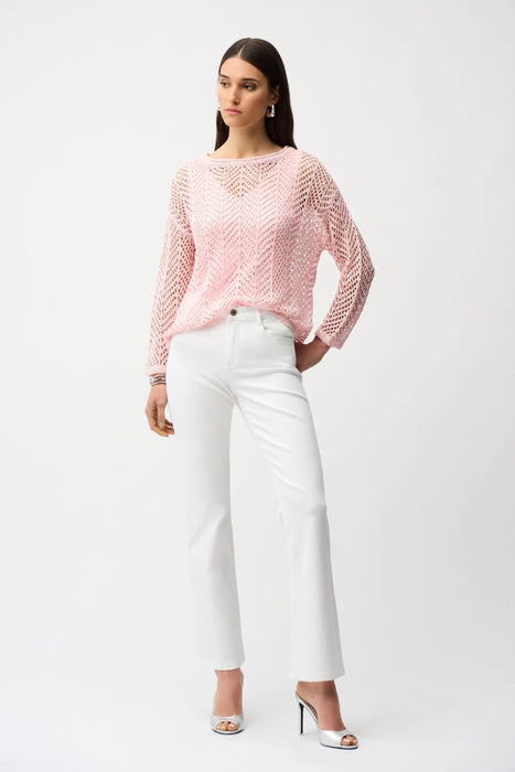 Joseph Ribkoff Sequined Open Knit Sweater Top 261915