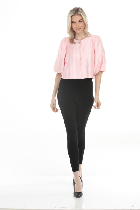 Joseph Ribkoff Petal Pink Shimmer Puff Sleeves Crop Jacket 261706