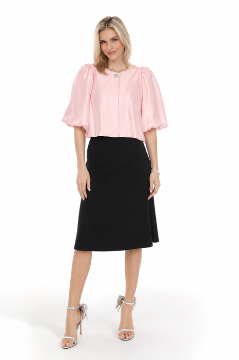 Joseph Ribkoff Petal Pink Shimmer Puff Sleeves Crop Jacket 261706