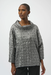 Joseph Ribkoff 254169 Pewter Foiled Cowl Neck 3/4 Dolman Sleeves Top