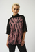 Joseph Ribkoff 253260 Pink/Black Animal Print Funnel Collared 3/4 Sleeves Straight Top
