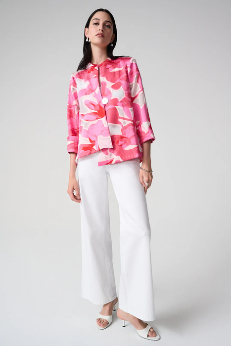 Joseph Ribkoff Pink/Multi Floral Print Swing Jacket 261180