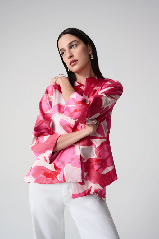 Joseph Ribkoff 261180 Pink/Multi Floral Print Swing Jacket