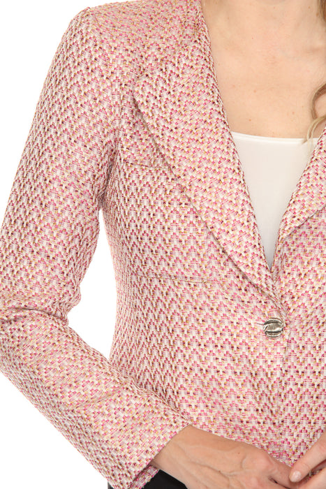 Joseph Ribkoff Pink/Multi Long Sleeve Bouclé Blazer Jacket 252147