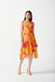 Joseph Ribkoff Style 242015 Pink/Multi Tropical Print Faux Wrap Midi Fit & Flare Dress