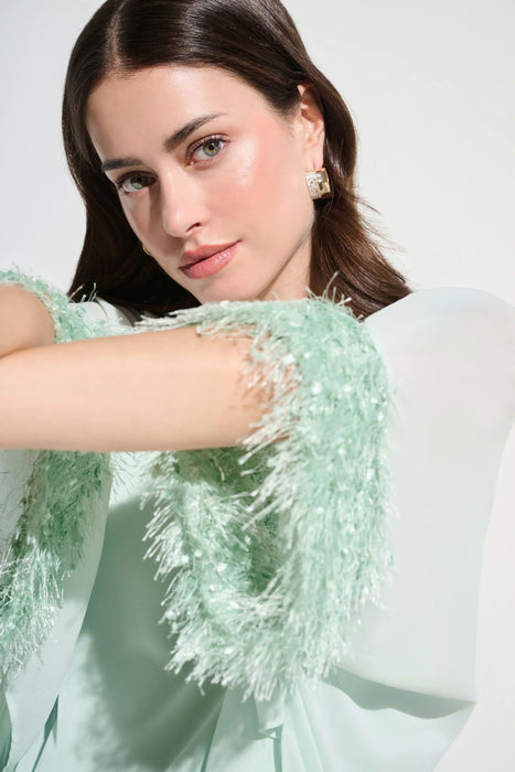 Joseph Ribkoff Fringe Trim Chiffon Poncho Top 262711