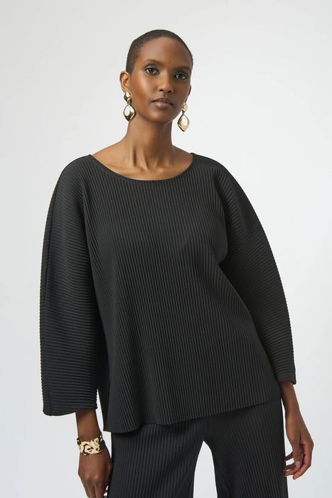 Joseph Ribkoff 254210 Black Pleated 3/4 Sleeves Top