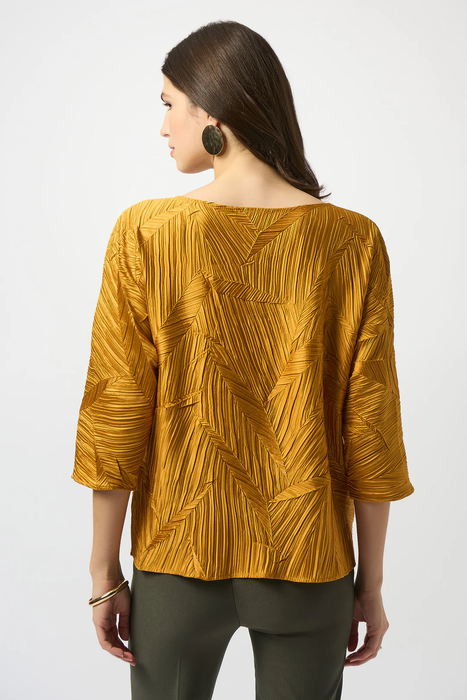Joseph Ribkoff Pleated Scoop Neckline 3/4 Sleeves Boxy Top 253002