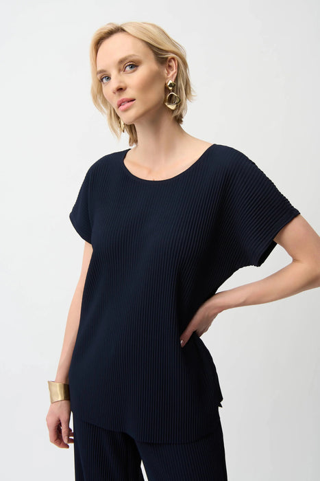 Joseph Ribkoff Pleated Scuba Crepe Short Sleeve Boxy Top 261192
