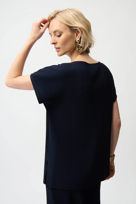 Joseph Ribkoff Pleated Scuba Crepe Short Sleeve Boxy Top 261192