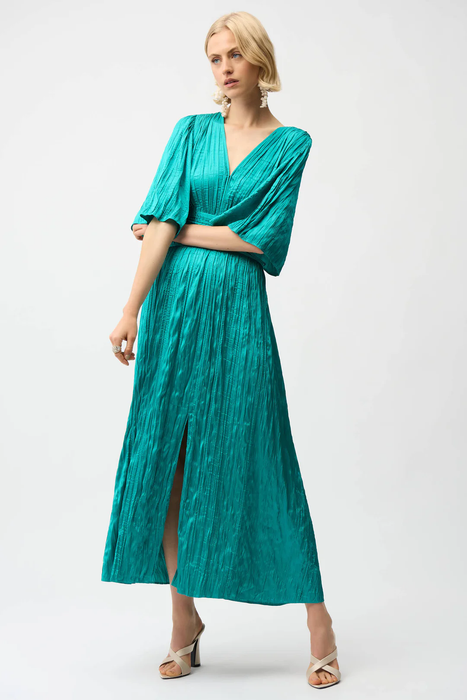 Joseph Ribkoff 261962 Oceanic Pleated V-Neck Midi Dress