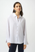 Joseph Ribkoff 253923 White Poplin Button-Front Back Slit Long Sleeves Top
