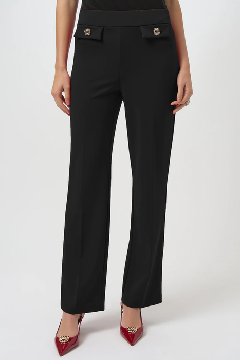 Joseph Ribkoff 254119 Black Pull On Wide Leg Jeans