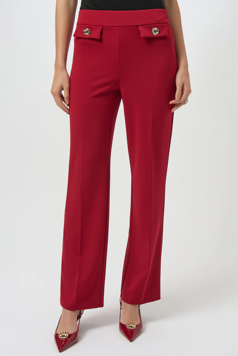 Joseph Ribkoff 254119 Deep Cherry Pull On Wide Leg Jeans