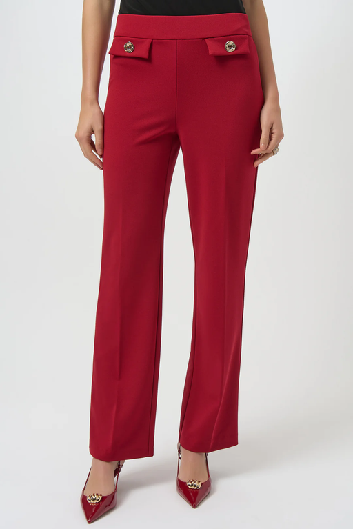 Joseph Ribkoff 254119 Deep Cherry Pull On Wide Leg Jeans