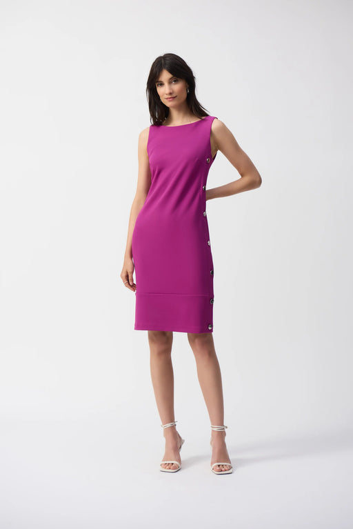 Joseph Ribkoff Style 251268 Purple Orchid Side Buttons Accent Sheath Dress