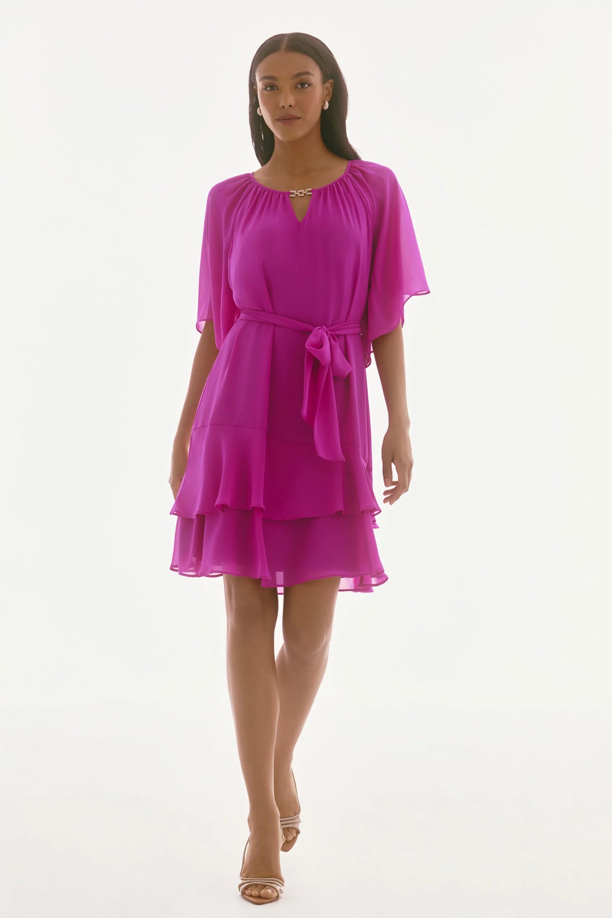 Joseph Ribkoff Purple Orchid Tiered Ruffle Chiffon Dress 251765 ...