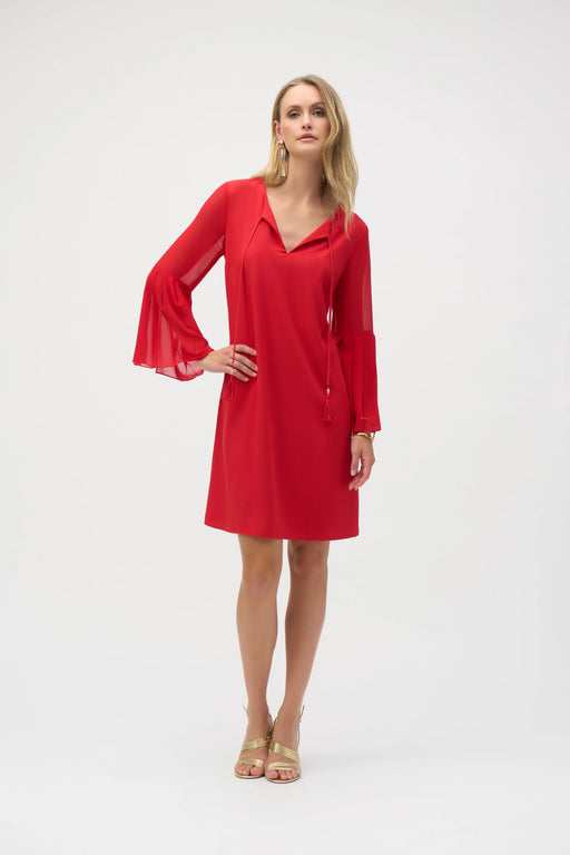 Joseph Ribkoff Radiant Red Bell Sleeves Shift Dress 252163-R AfterRetail Joseph Ribkoff Radiant Red Bell Sleeves Shift Dress 252163-R AfterRetail