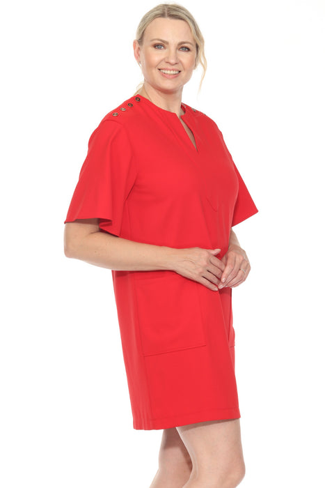 joseph ribkoff red dress Joseph Ribkoff Lipstick Red Midi Dress Style 233706