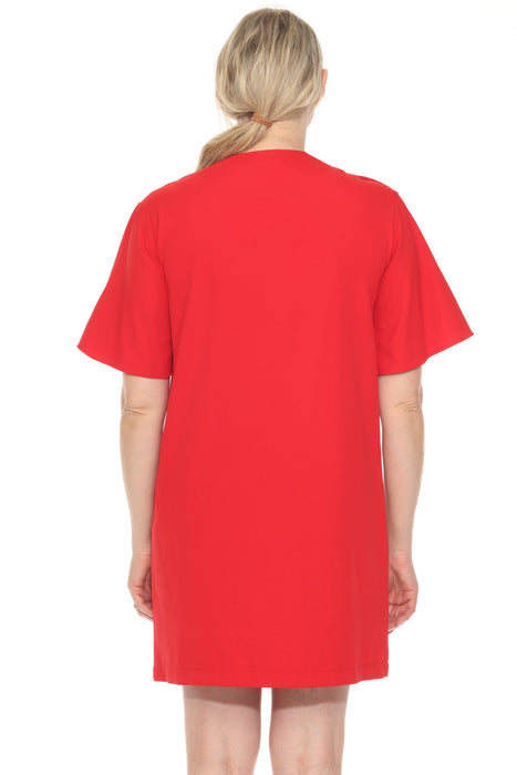 Joseph Ribkoff Radiant Red Buttoned Shoulders Mini Shift Dress 251269