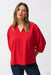 Joseph Ribkoff Style 251116 Radiant Red Collared V-Neck Puff Sleeve Top