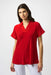 Joseph Ribkoff Style 251290 Radiant Red Collared V-Neck Short Sleeve Top