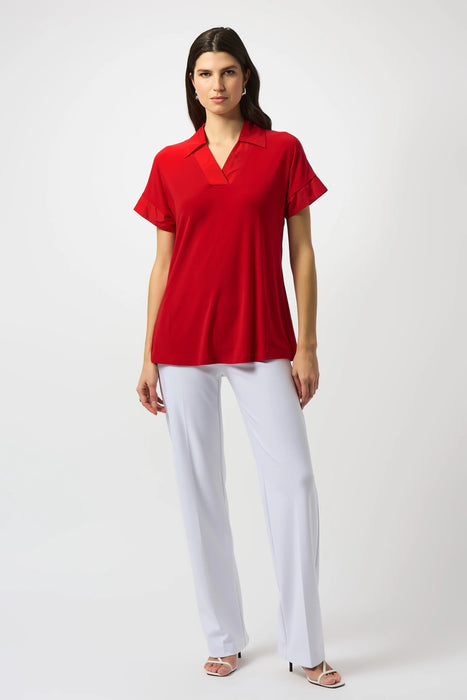 Joseph Ribkoff Collared V-Neck Short Sleeve Top 251290
