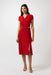Joseph Ribkoff Style 251250 Radiant Red Cap Sleeve Faux Wrap Midi Dress