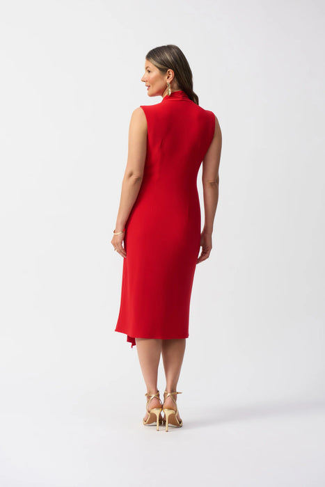 Joseph Ribkoff Radiant Red Faux Wrap Midi Sheath Dress 251278