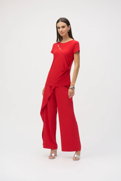Joseph Ribkoff Radiant Red Front Keyhole Fitted Top 252124