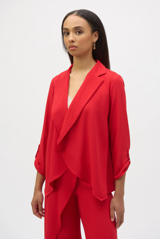 Joseph Ribkoff Style 252092 Radiant Red Open Front Flared Blazer Jacket
