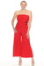 Joseph Ribkoff Style 252083 Radiant Red Strapless Wrap Front Cropped Jumpsuit