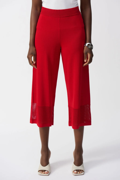 Joseph Ribkoff Style 251915 Radiant Red Sweater Knit Pull On Culotte Pants