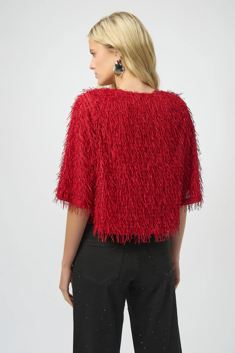 Joseph Ribkoff Red Fringe Short Sleeves Top 254105