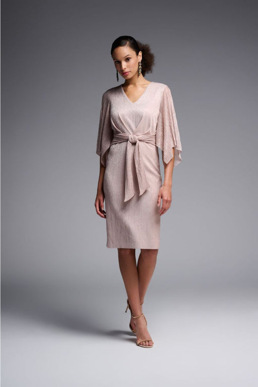 Joseph Ribkoff Style 231715 Rose V-Neck 3/4 Sleeves Tie Front Cocktail Dress