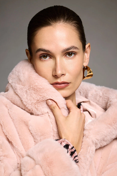 Joseph Ribkoff Hooded Reversible Faux Fur Coat 253926