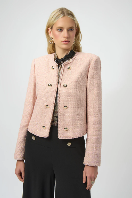 Joseph Ribkoff 254903 Rose Long Sleeves Bouclé Collarless Jacket