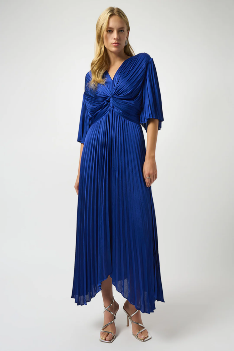 Joseph Ribkoff V-Neck Pleated Satin Maxi Dress 251903