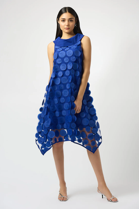 Joseph Ribkoff 251262 Royal Sapphire 3D Dot Mesh Trapeze Dress