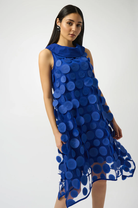 Joseph Ribkoff Black 3D Dot Mesh Trapeze Dress 251262