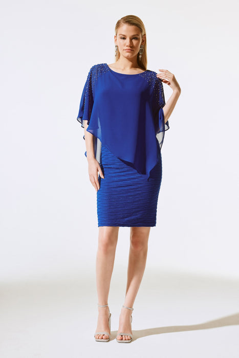 chiffon overlay sheath dress Silk Dress w/ Chiffon Sleeves & Overlay