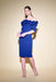 Joseph Ribkoff Style 234716 Royal Sapphire Blue Ruffled Off-Shoulder Sheath Dress