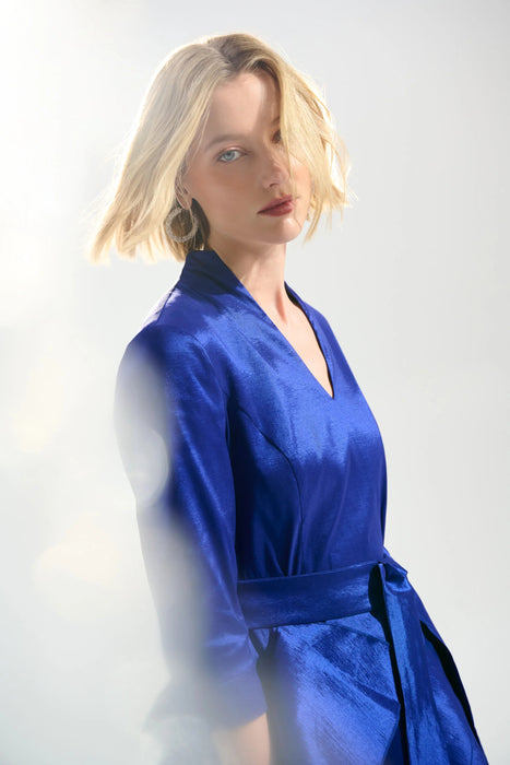 Joseph Ribkoff Royal Sapphire Belted Ruffle Skirt Dress 261741
