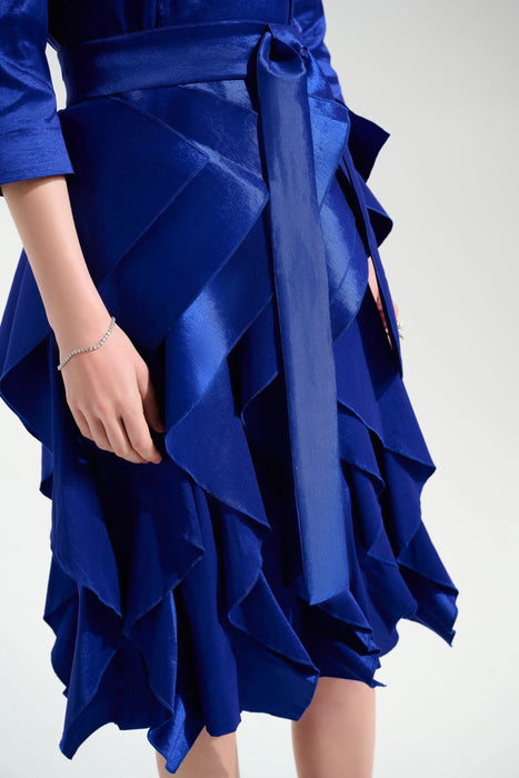 Joseph Ribkoff Royal Sapphire Belted Ruffle Skirt Dress 261741