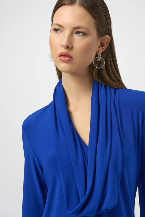 Joseph Ribkoff Royal Sapphire Cowl Neck Long Sleeves Fitted Top 254114