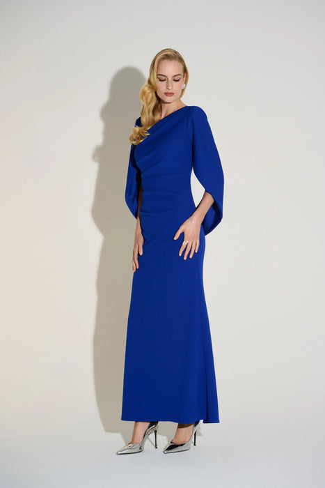 Joseph Ribkoff Royal Sapphire Draped Cowl Sleeve Evening Dress 253738