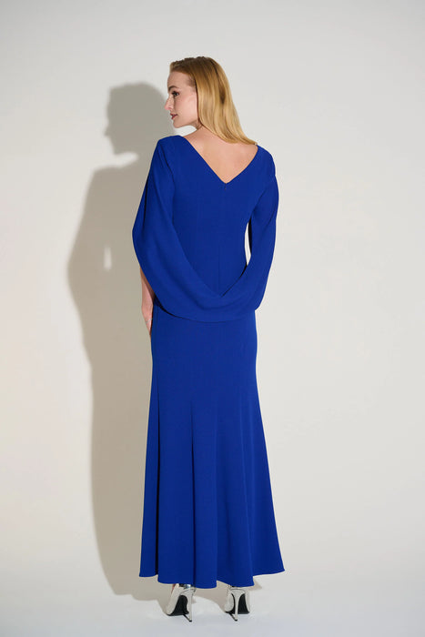 Joseph Ribkoff Royal Sapphire Draped Cowl Sleeve Evening Dress 253738