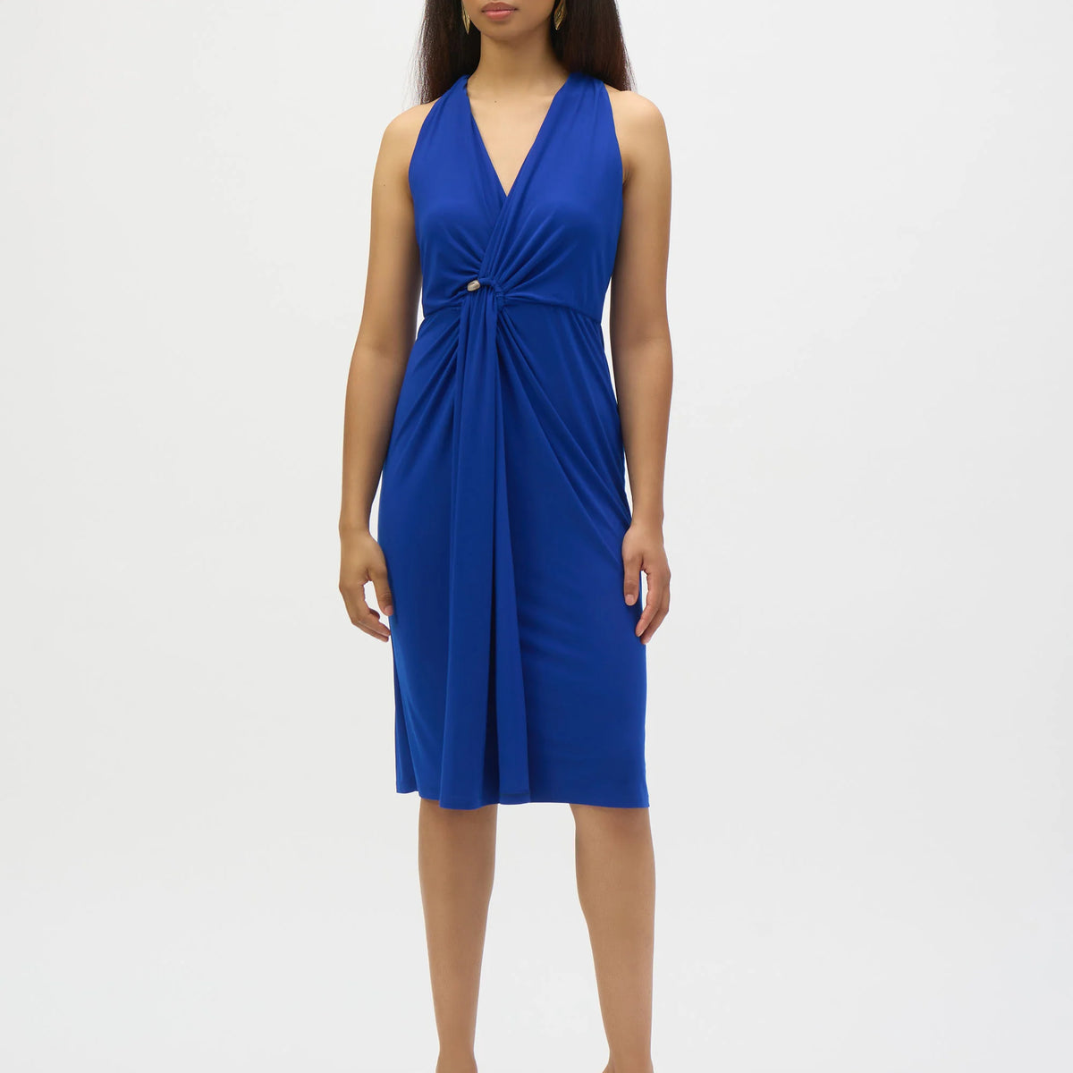 Joseph Ribkoff Royal Sapphire Draped Front Halter Sheath Dress 252161 ...